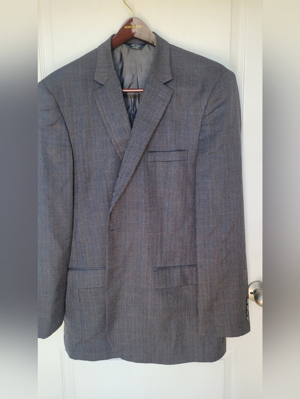Joseph Abboud Nordstrom Mens 48 XL Silk Wool Blazer Sport Coat Jacket Gray Plaid